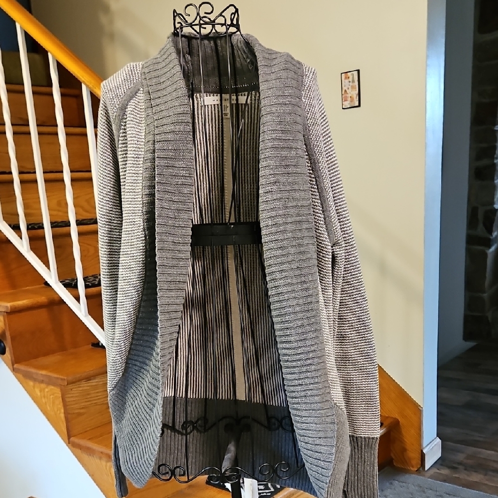 👚Max Studio Charcoal Open-Front Cardigan